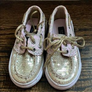 Pink gold sequin girl Sherry - VGUC- size US5